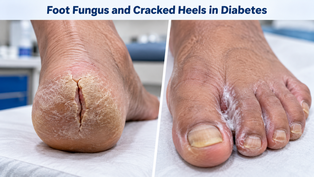 cracked heels and fungal infection in diabetes