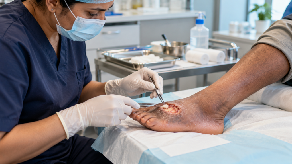 day care debridement diabetic foot