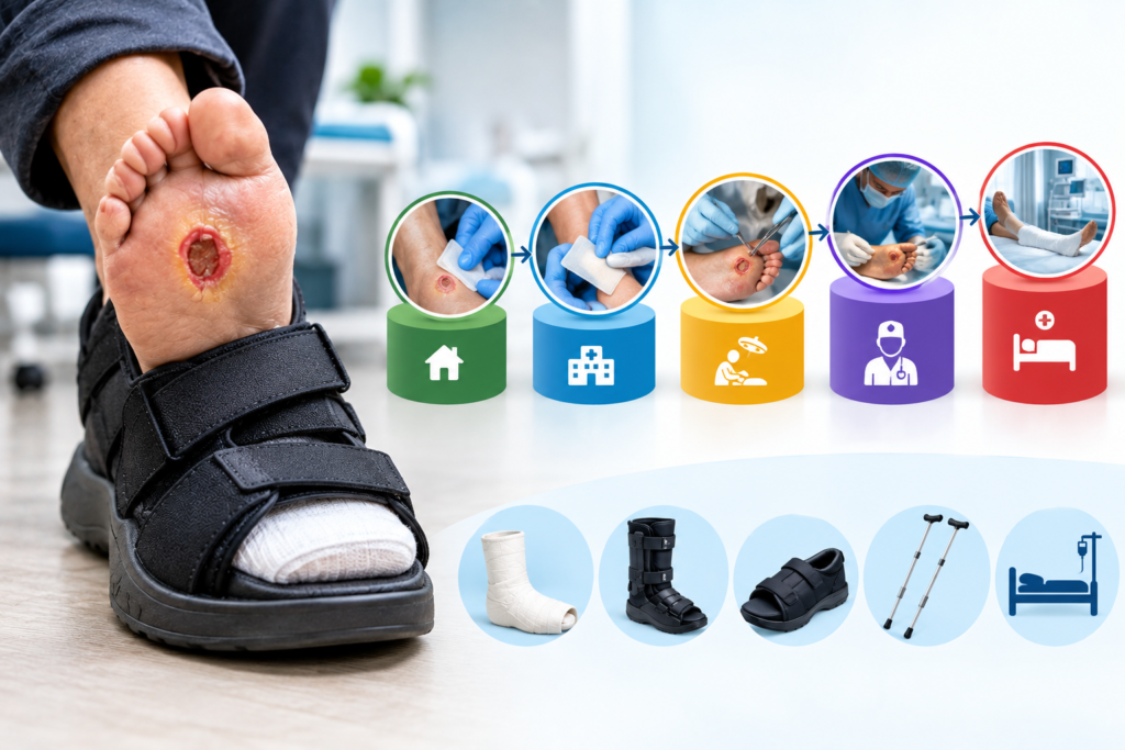 dressing clinic or surgeon for foot ulcer