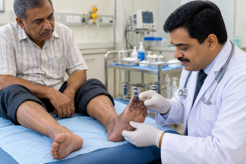 foot turning black diabetes in Ankleshwar