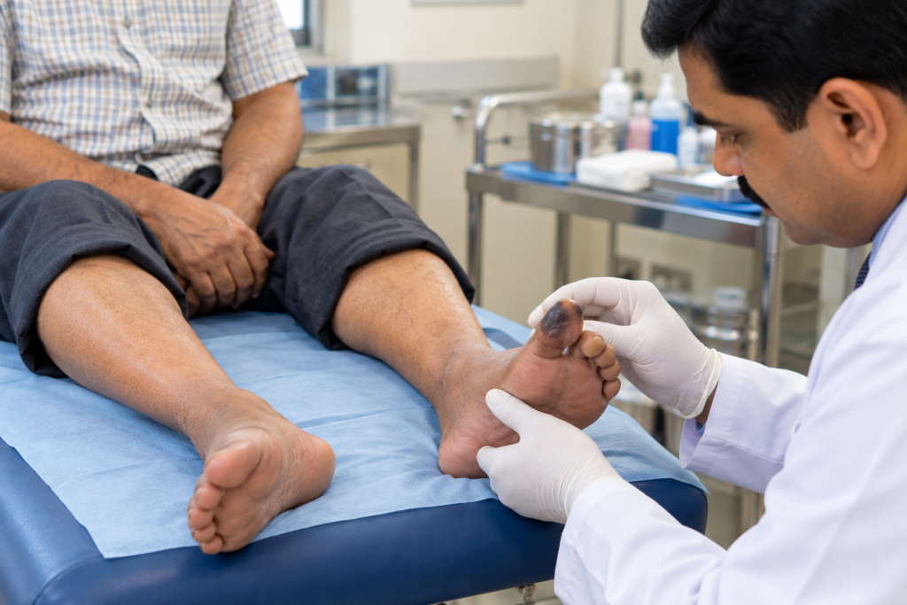 foot turning black diabetes in Bardoli