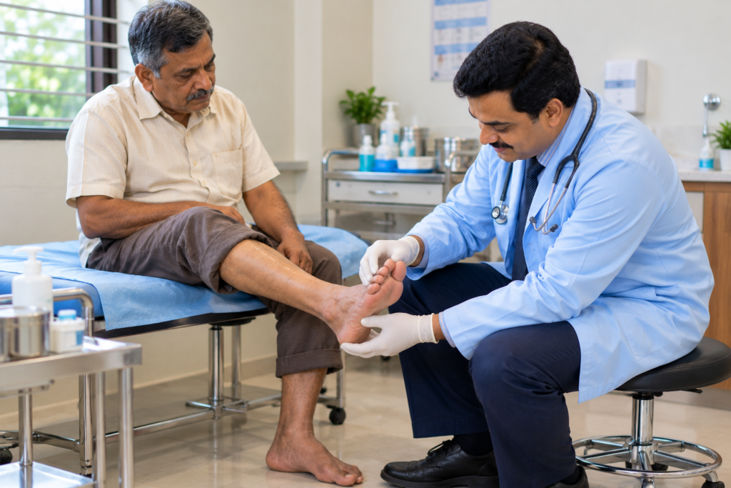Doctor Examining Patient’s Foot