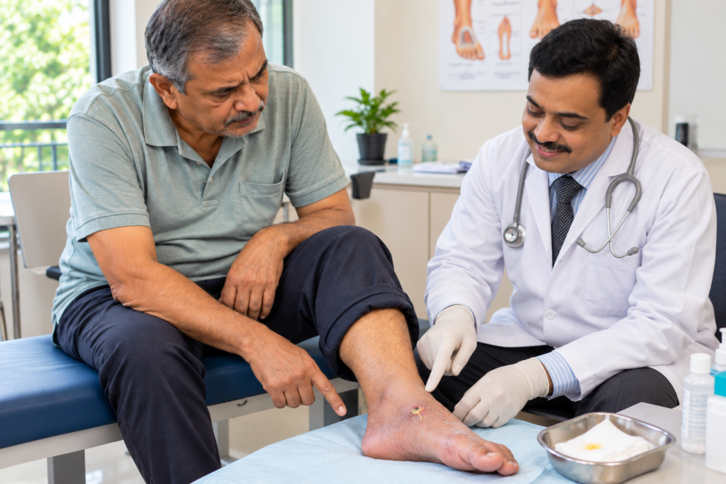 pus from foot wound diabetes in Bardoli