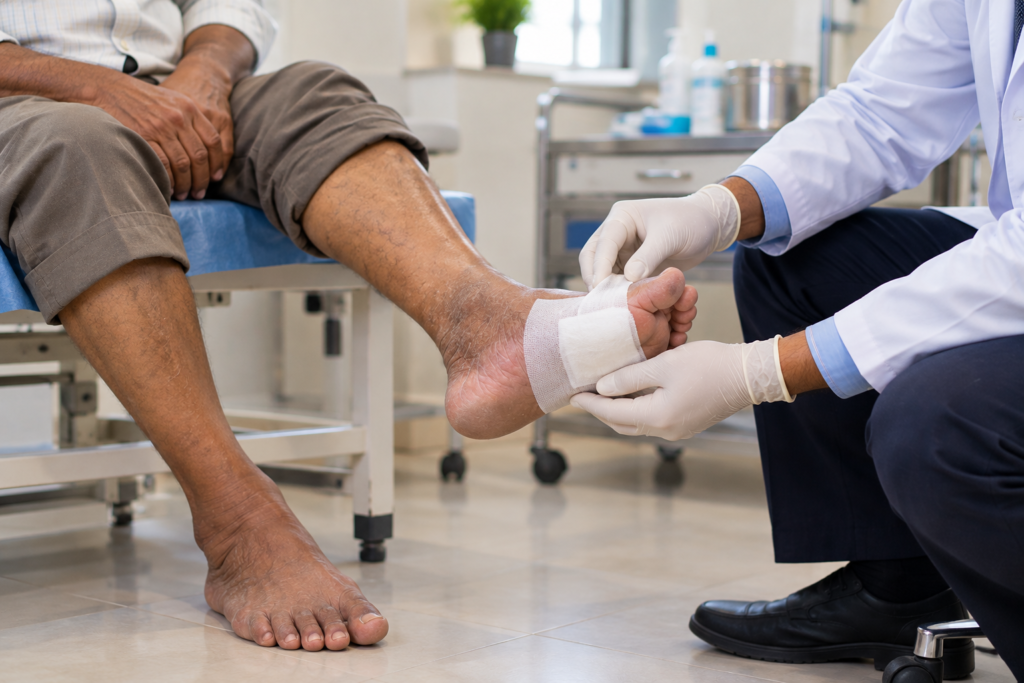 walking with a diabetic foot ulcer